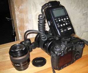Canon Eos 50D + Flash MT 24 EX dorsal